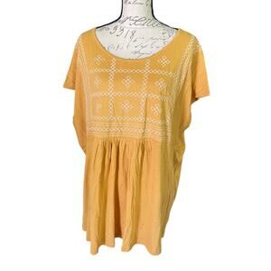 Gloria Vanderbilt Yellow Sunflower Babydoll Plus Size Shirt 3X